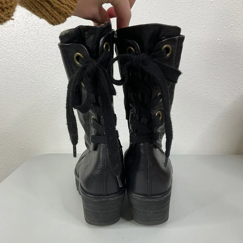Fly‎ London Yada Black Leather Lace Up Back Boots Size 41